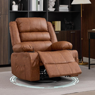 Fauteuil inclinable pivotant à 360 ° pour adultes, fauteuil à bascule manuel à 3 positions et poches latérales