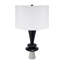 D15x26.7" Black Aluminum Table Lamp with Two Varying Round Accents and White Drum Shade(Lamp Shade Assembly Required)-1120393343