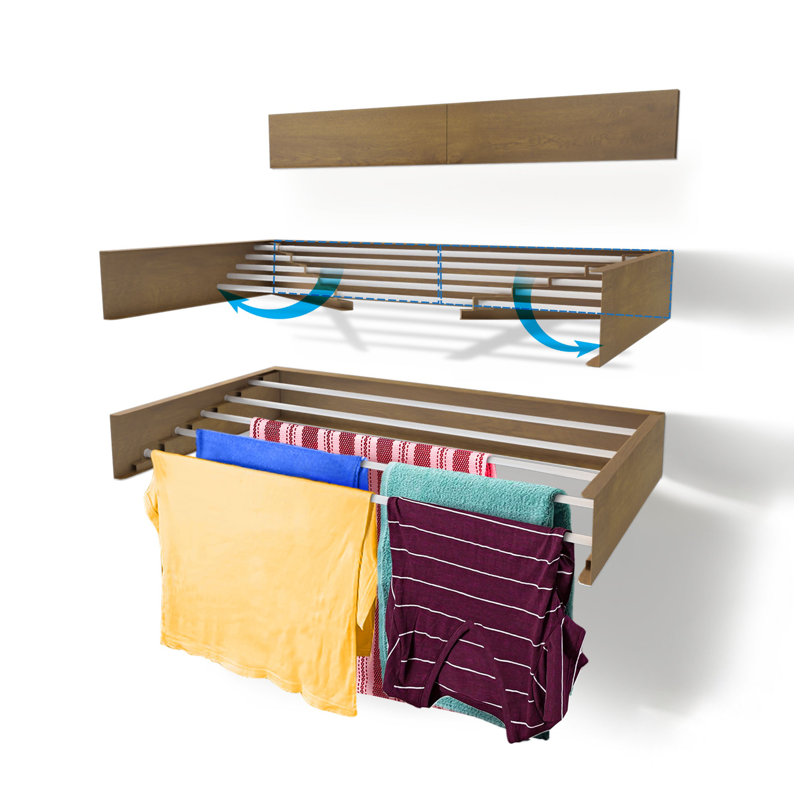 Grille de séchage murale, Aspect bois, H 3,9 po x l 27,5 po x P 13,8 po