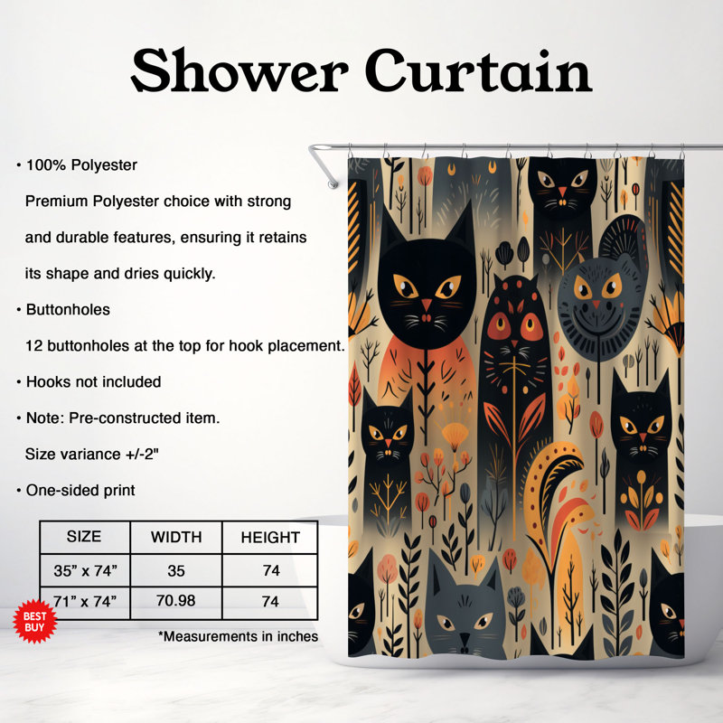 Rideaux de douche Eerie Kitties - Premium, H 74 po x l 71 po