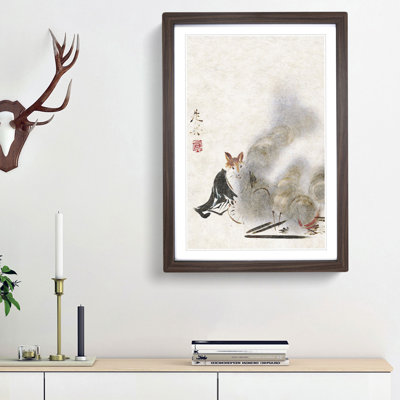 Fox by a Fire by Shibata Zeshin - Picture Frame Painting Print on MDF