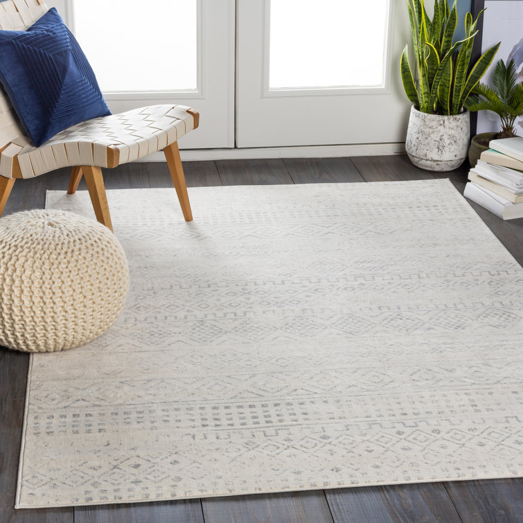 Herrod Machine Woven Gray/Ivory Area Rug