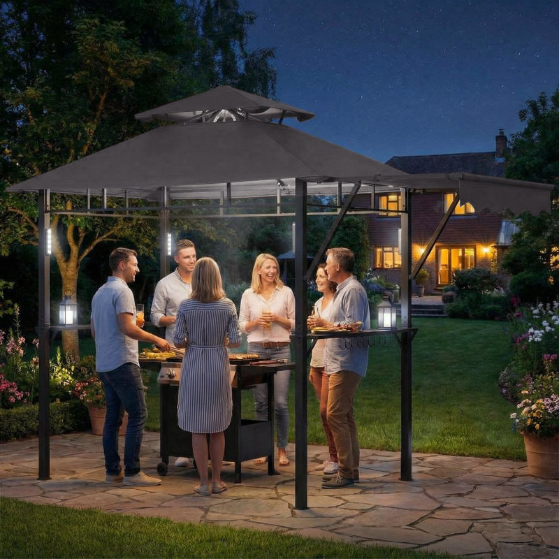 Sturdy Grill Gazebo for Outdoor Patio BBQ, Gris