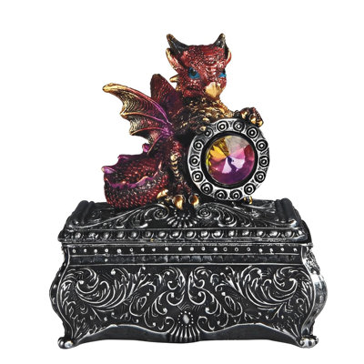 4"H Red Baby Dragon Medieval Themed Trinket Box