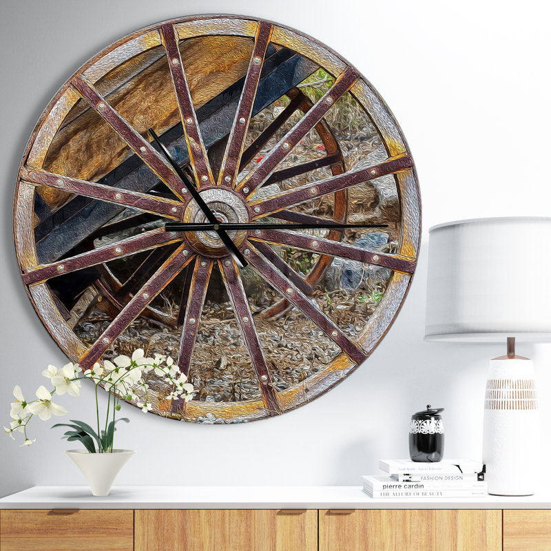 Horloge murale rustique Swigart Farmhouse Designart, Moyen
