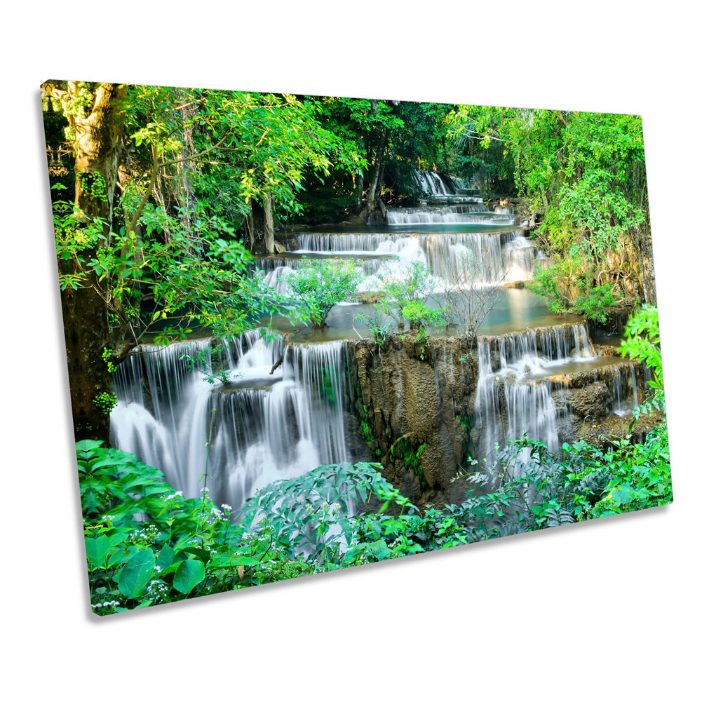 Union Rustic Cascading Tropical Waterfall CANVAS WALL ART Print Picture ...