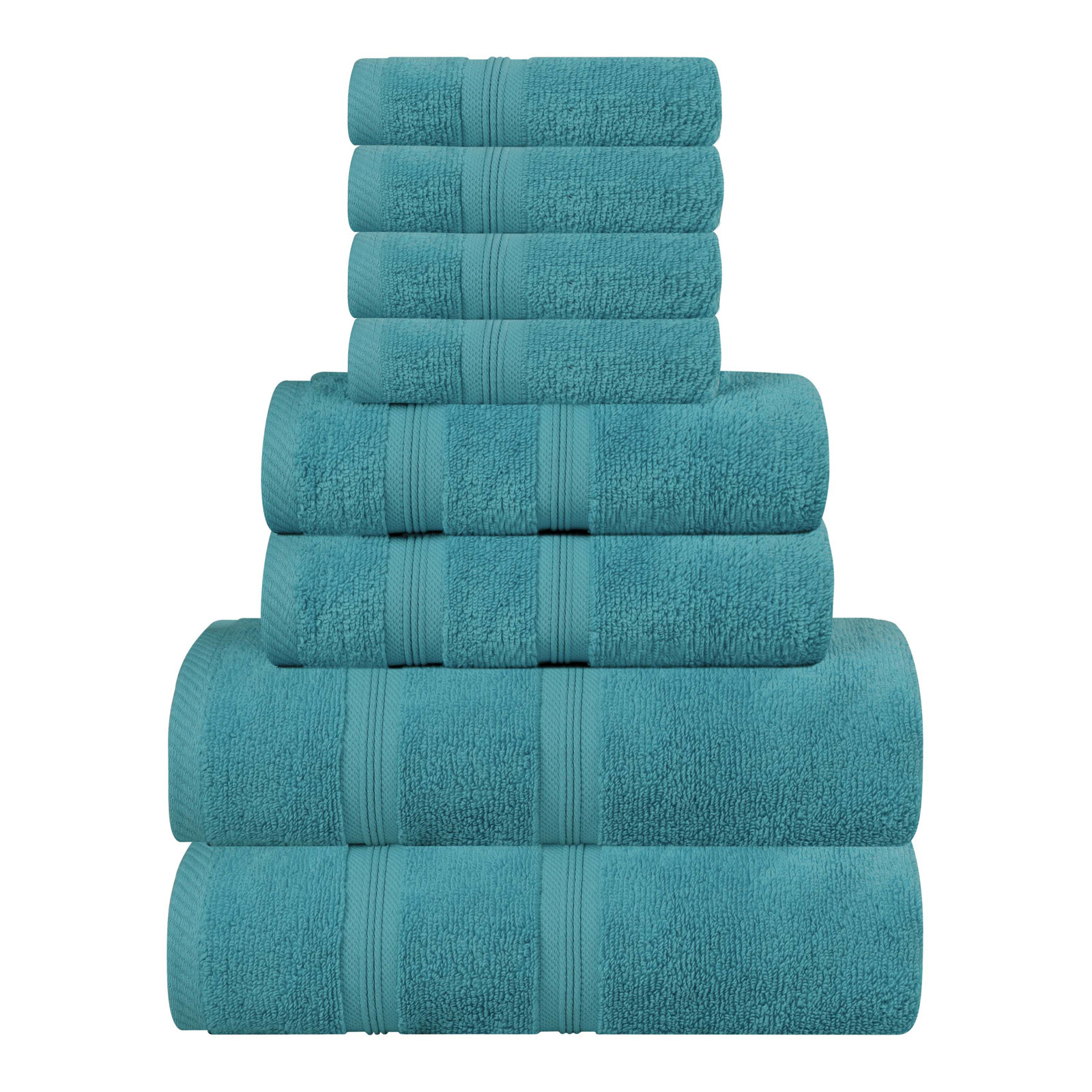 8-Piece Zero-Twist Cotton Towel Set, Turquoise