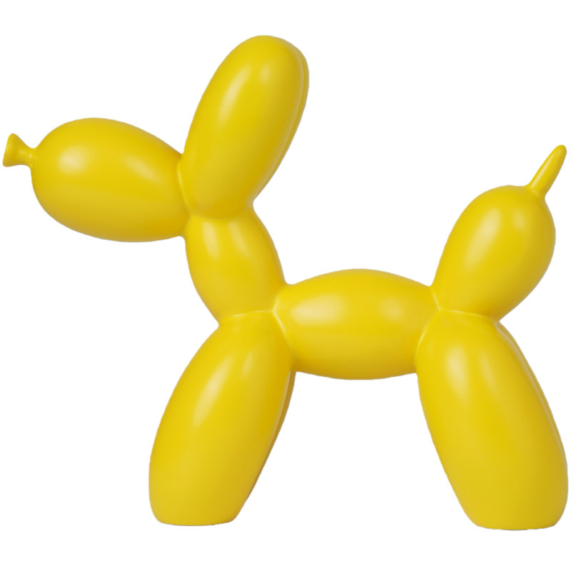 Sunny Yellow Resin Balloon Dog Figurine, 7.95×6.54×2.76 in Bright Kitchen & Shelf Accent, Yellow, Resin
