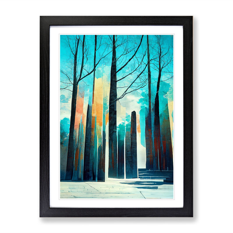 Torn Forest No.5 - Print, Black Picture Frame, White, 66cm H x 48cm W