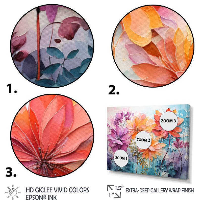 Fougère multicolore II - décoration murale florale, Cadre flottant noir, H 24 po x l 32 po x P 1 po