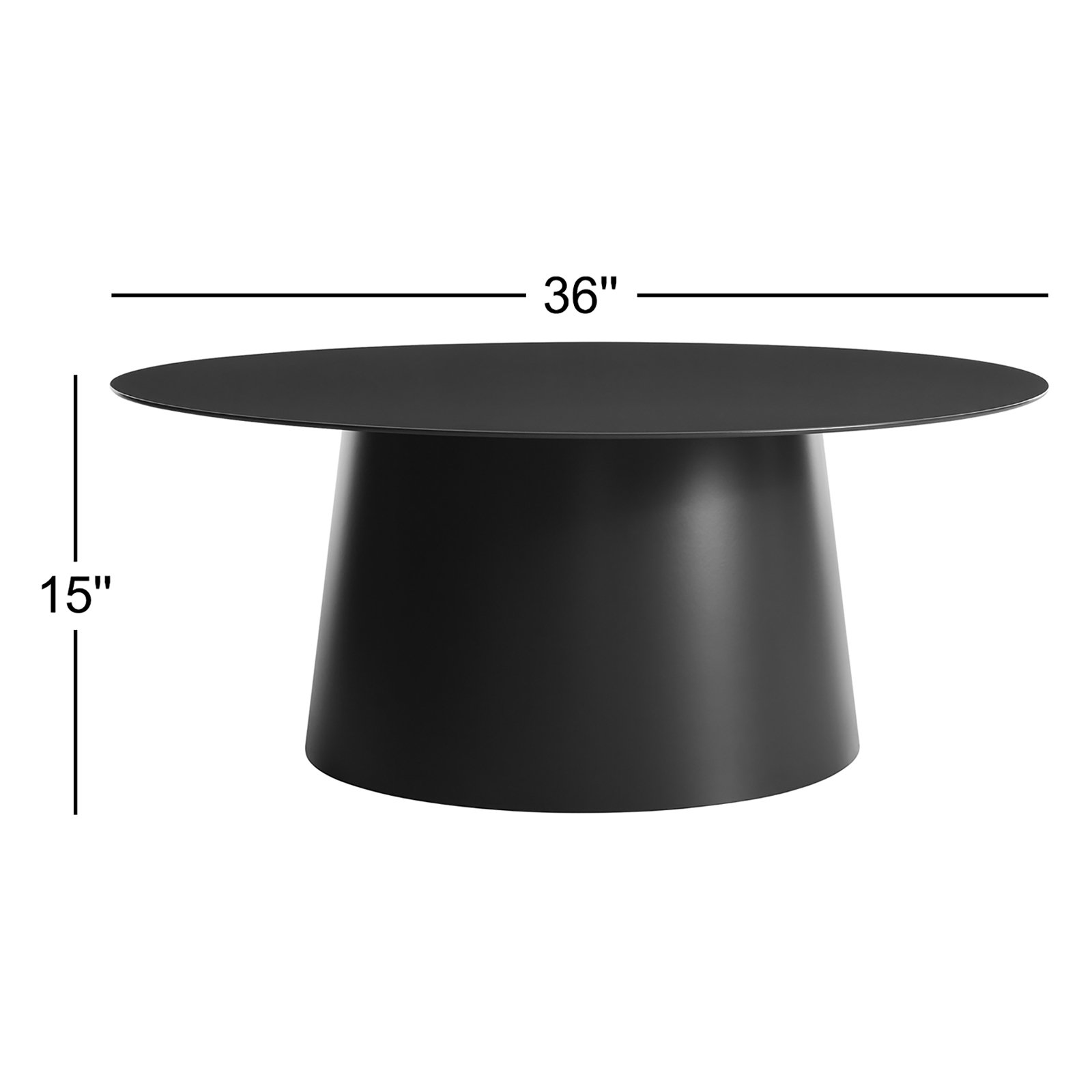 Circula Single Coffee Table, Oblivion, 15" H x 36" L x 36" W