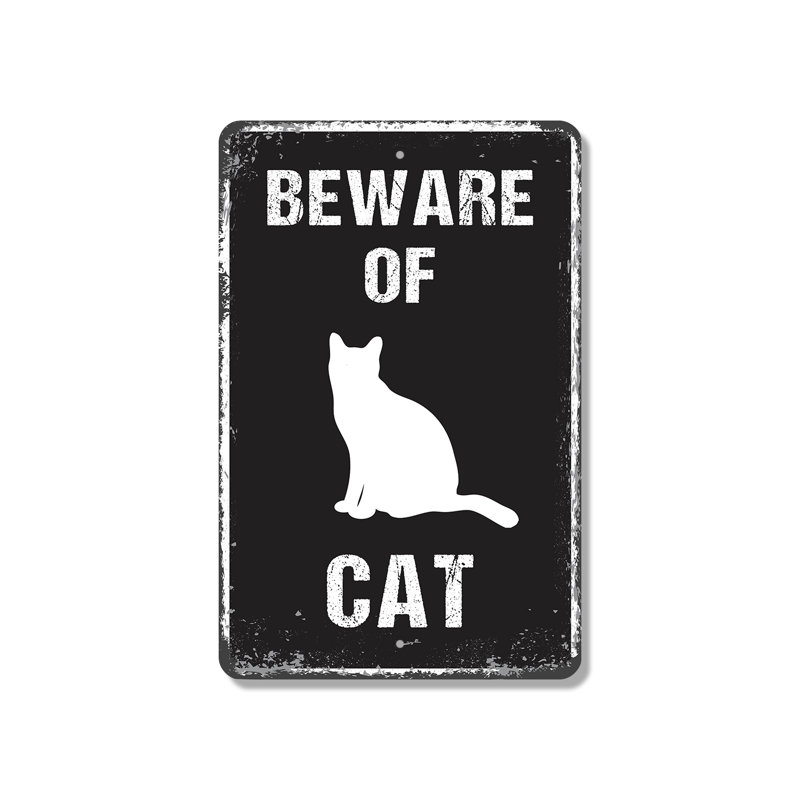 Panneau en plastique Beware Of Cat 8 po x 12 po, H 12 po x l 8 po x P 0,01 po