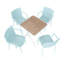Holiday - Fauteuil empilable en PP bleu clair 4 pièces pour une utilisation intérieure / extérieure - Dossier ergonomique à lattes avec table pliante multifonctionnelle intérieure / extérieure moderne - Plateau de table en PP avec pieds en métal-1990281037