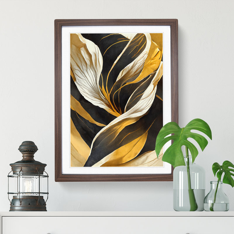 Splendorous Flowers Abstract - Wall Art, 46cm H x 34cm W x 2cm D, Walnut Framed