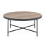 Table basse ronde avec plateau en bois et cadre en métal
