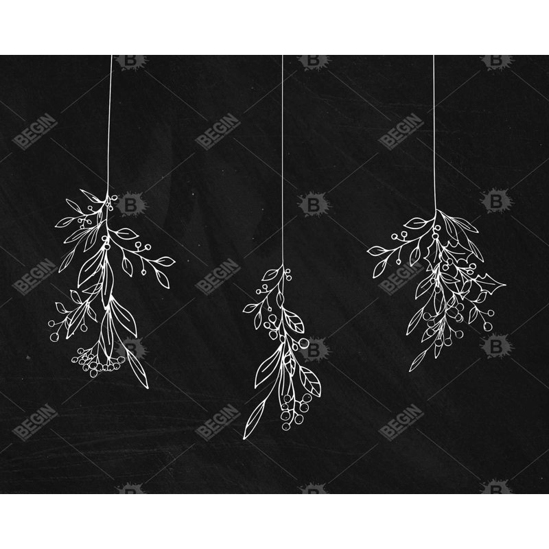Toile avec cadre noir et blanc «Mistletoe» | Décoration de maison de vacances, H 61,25 po x l 49,25 po