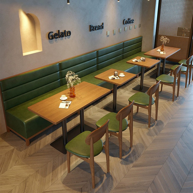 Ensemble de 2 bancs en similicuir vert pour salle à manger