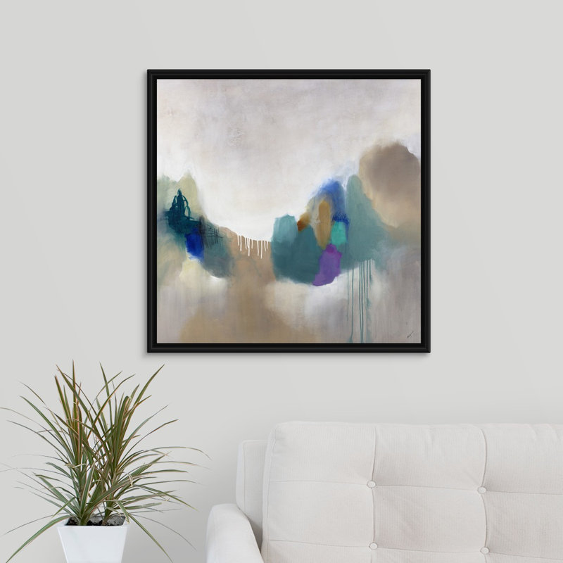 « blancmange ii », peinture sur toile, H 25,7 po x l 25,7 po x P 1,75 po, Cadre flottant noir