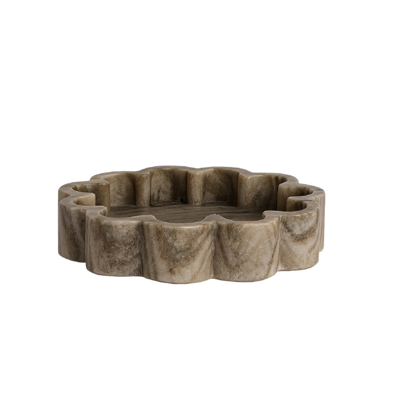 Montana Organic Shaped Marble Ribbed Brown Tray, 6.3"W x 7.5"D x 1.55"H