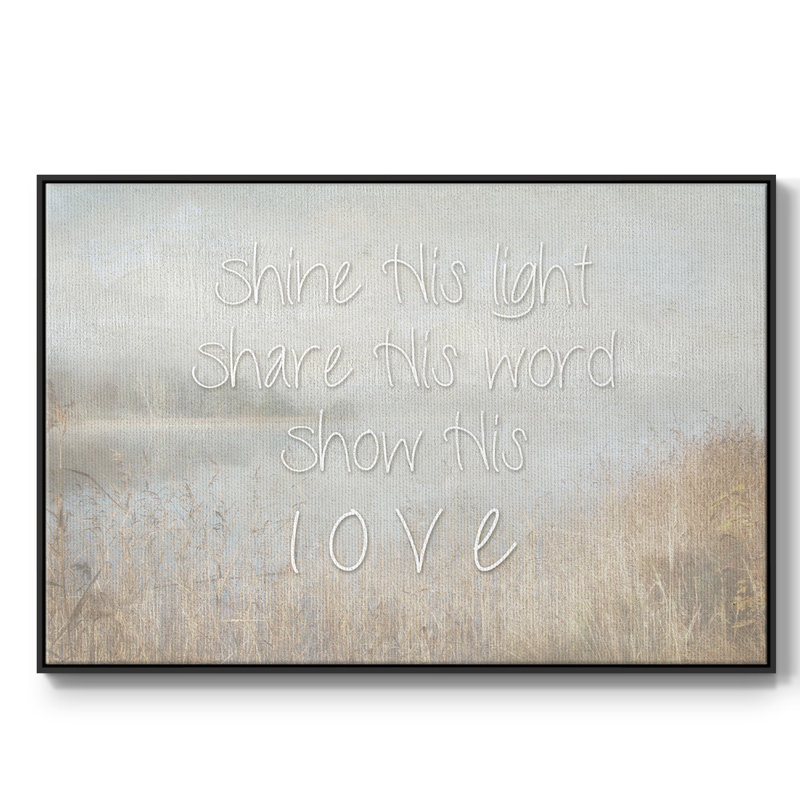 "Shine His Light", art textuel sur toile, H 17 po x l 25 po x P 2 po, Noir