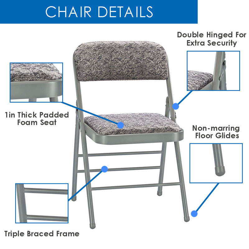 Chaise pliante rembourrée, Gris