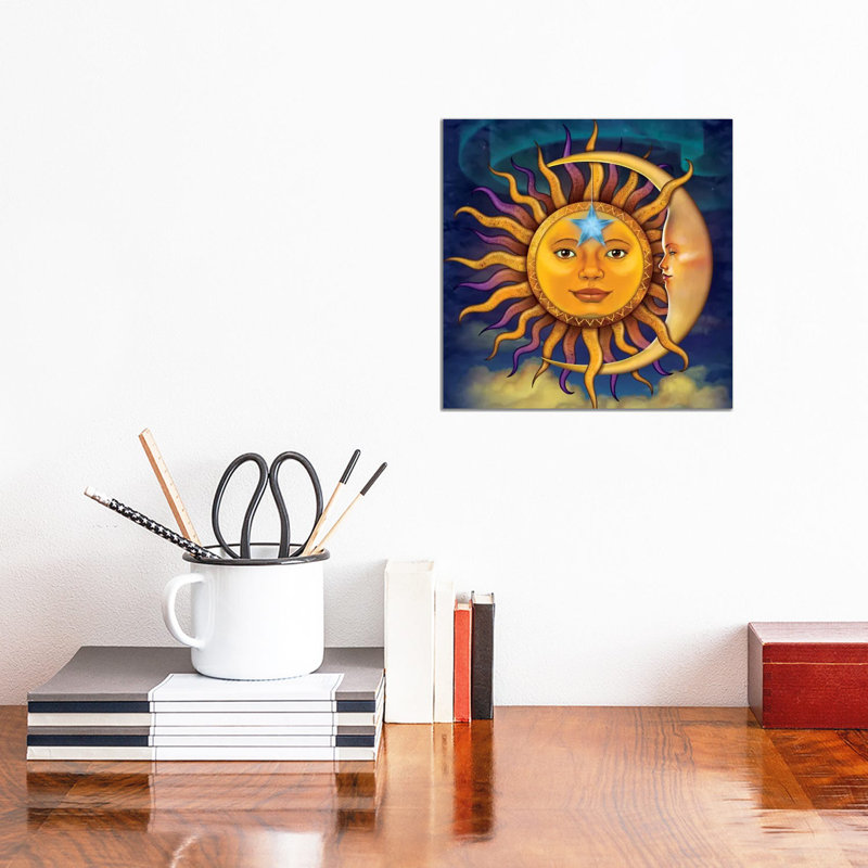 Sun Moon 1 Piece Wall Art on Canvas, 30.48 cm H x 30.48 cm W, Wrapped Canvas