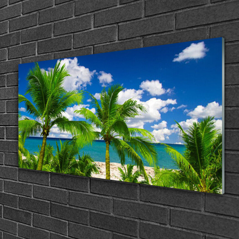 Sea Palm Trees - Unframed Photograph on Glass