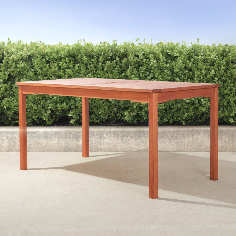 Caladesi Patio Solid Wood 6-Person Dining Table, Reddish Brown