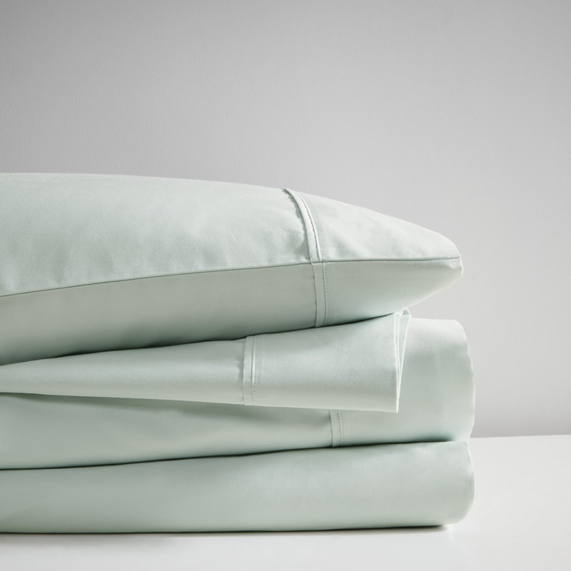 Seafoam Cotton Sateen Queen Sheet Set, 400 Thread Count