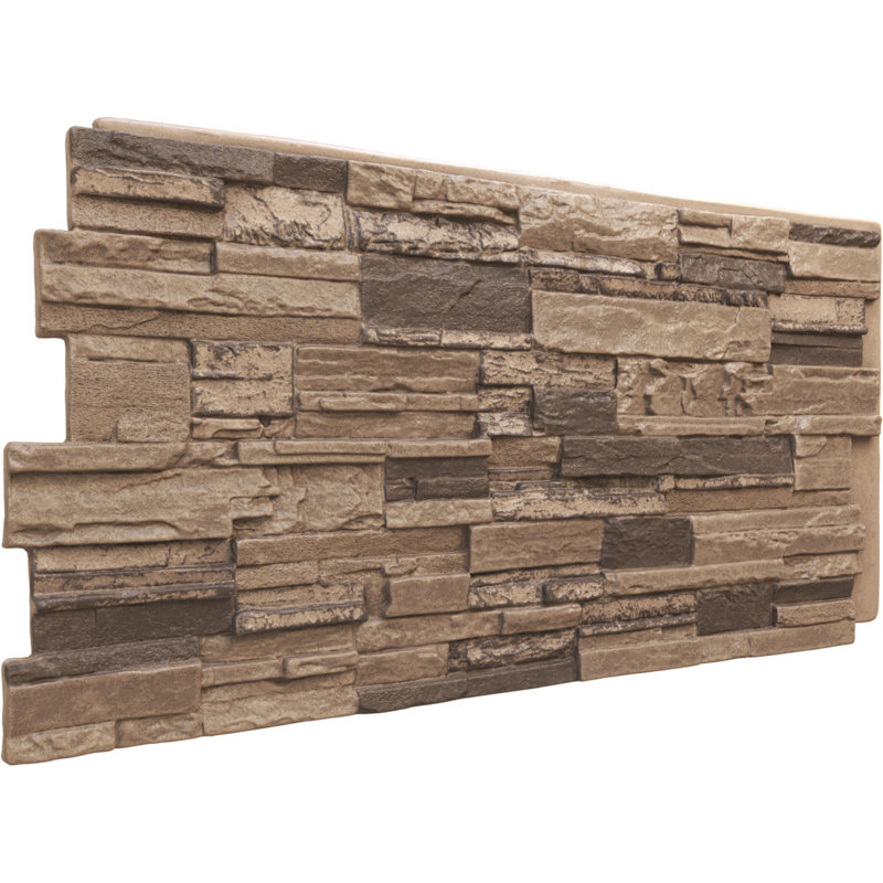 Cascade Stacked Faux Stone 24.75" x 48.625" Wall Panelling, Smokey Ridge