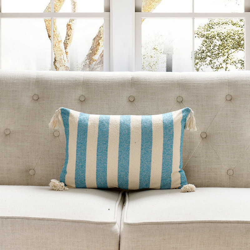 Coussin French Stripe, Polyester, Bleu mer