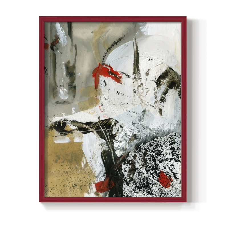 «Moon to Earth I», reproduction encadrée - bois massif, H 15 po x l 12 po, Rouge
