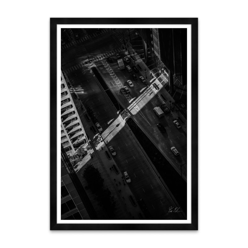 Wacker Drive Chicago I, Noir, H 42 po x l 29 po x P 1,5 po, Lustre photo encadré