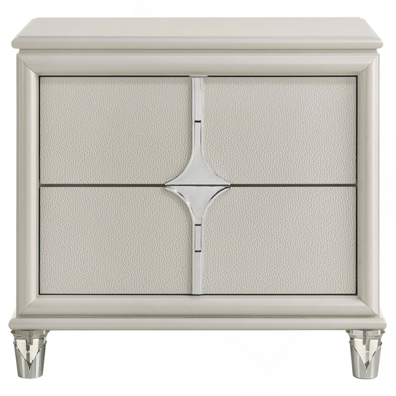 Table de chevet blanche à 2 tiroirs Gwendolyn Pearl