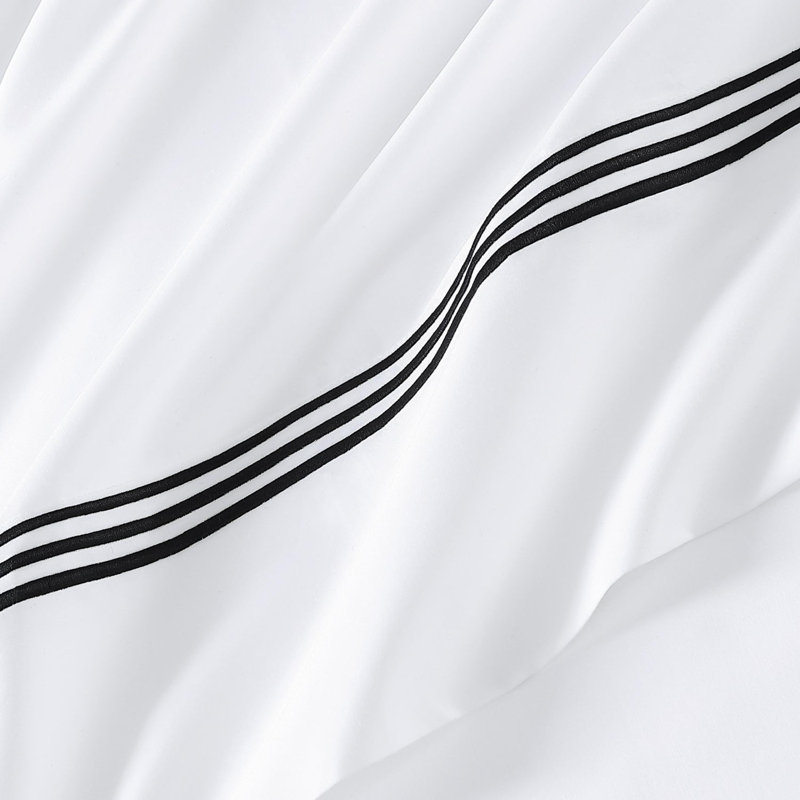 Triple Luxe Sateen Sheet Set , White/Black, Queen Sheet Set
