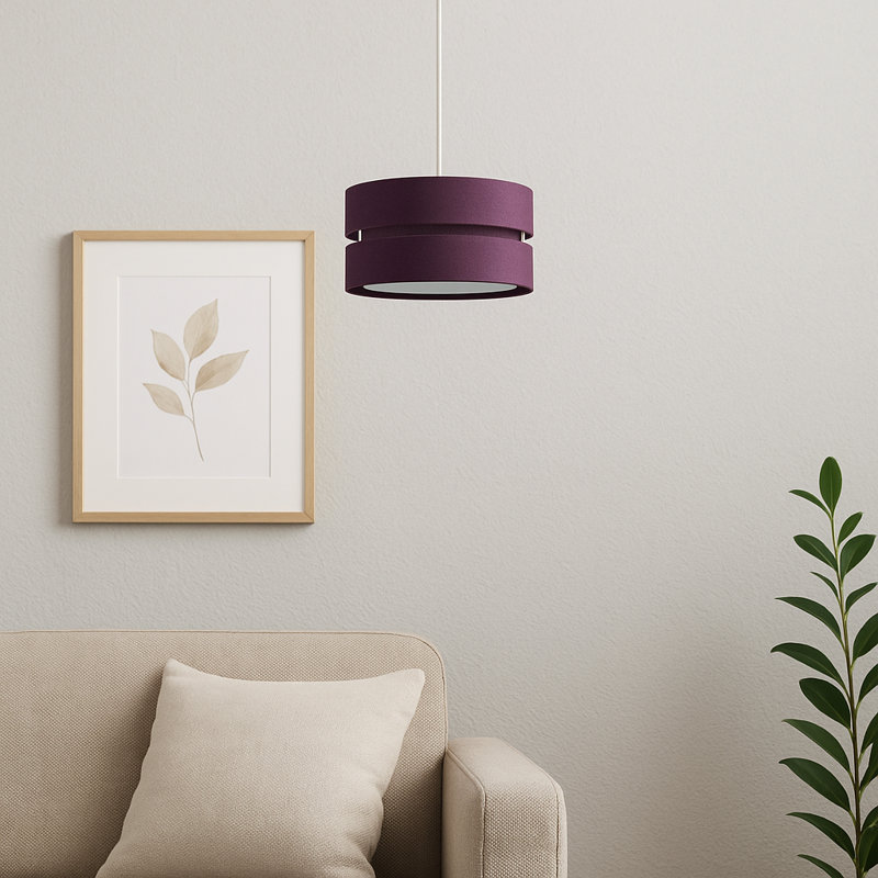 Contemporary Quality Linen Fabric Triple Tier Ceiling Pendant Light Shade, Purple, 13cm H x 26cm W x 26cm D