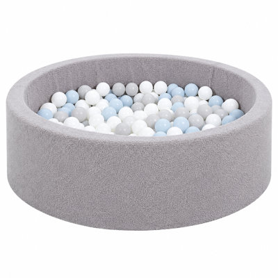 Piscine à balles en mousse pour enfants, terrain de jeu intérieur pour tout-petits, aire de jeu rembourrée et douce, tissu gris soyeux, 120 x 120 x 35 cm