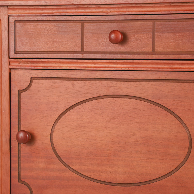 Maribel Vintage Carved Nightstand With Drawer, Cabinet, And Gourd Legs, Dark Brown