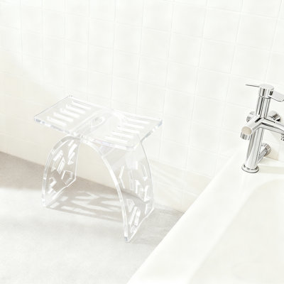 Acrylic Shower Stool, Heavy Duty Bathroom Bench, Bath Stool With Water Leaking Channel