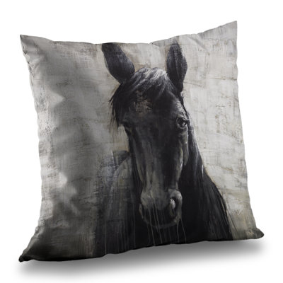 Black horse Livingroom Farm Animals – Throw Pillow Cover Only, Double-Sided Print, Insert Not Included