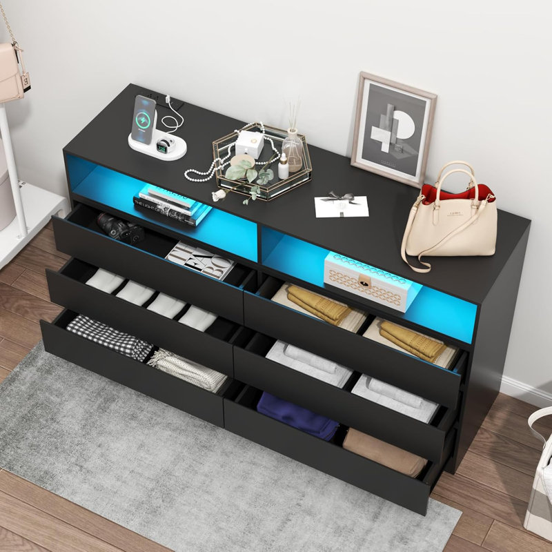 Commode 6 tiroirs Elsgard, Noir