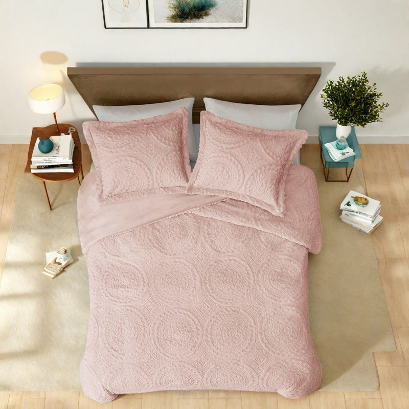 Ensembles de literie luxueux en fausse fourrure, conception de médaillon en peluche de polyester pour la maison