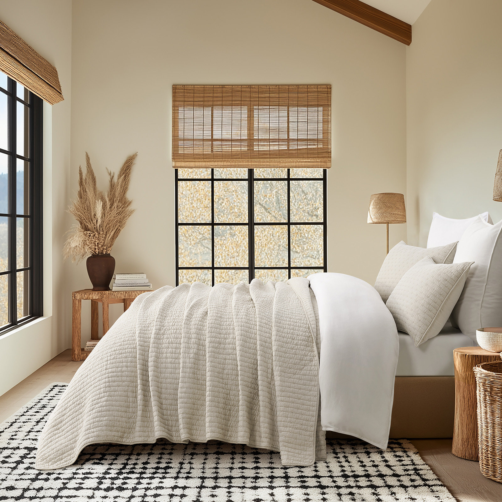 Cotton Quilt Set, Queen + 2 Shams, Terracotta Clay