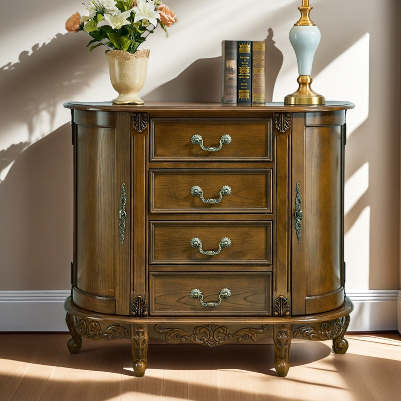Armoire d'appoint en bois massif Simple Simple, Noyer, H 35,03 po x l 31,49 po x P 13,77 po