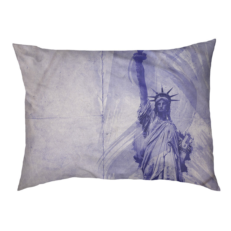 Oreiller statue of liberty designer Burkhardt, L 42 po x l 52 po, Bleu / brun foncé
