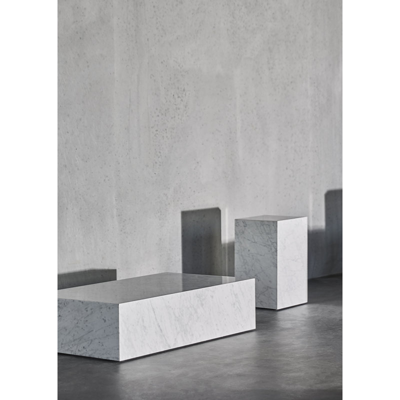 Plinth Marble Coffee Table, White Carrara