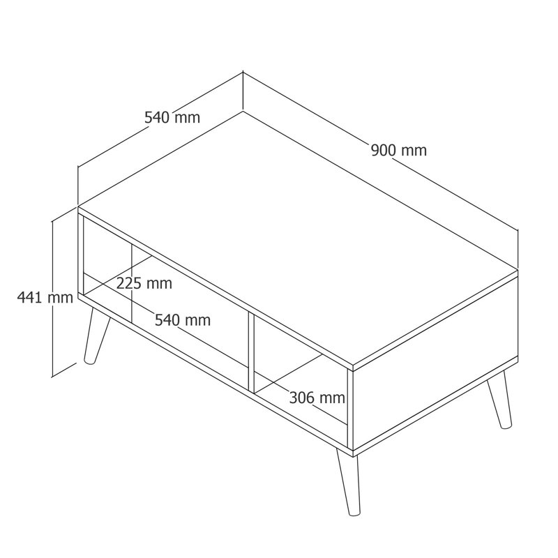 Table basse moderne à 2 niveaux avec pieds en bois, noyer et anthracite, 35,4 x 21,3 x 21,3 pouces | 100% panneau de particules enduit de mélamine, épaisseur de 0,7 pouce | Solution de rangement murale polyvalente de style scandinave