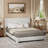 Boucle Bed Frame,Upholstered Bed Frame With Headboard, Surface Cover Soft Cloud Bed Frame Easy Assembly, No Box Spring Required-1804579946-1804579945