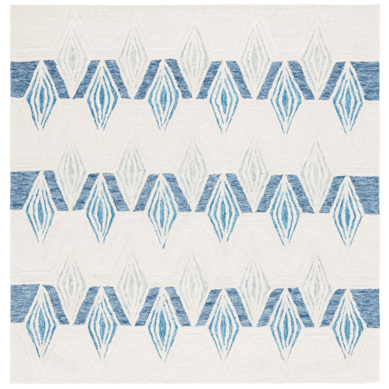 Metro Hand Tufted Wool Pile Geometric Rug, Square 6'
