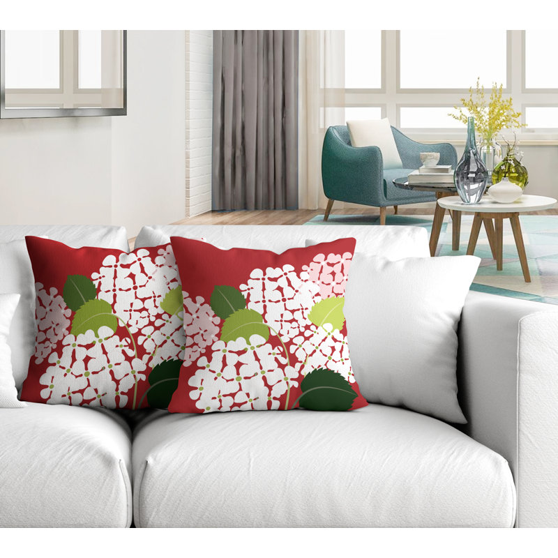 Housse et insert de coussin décoratif intérieur / extérieur en polyester / mélange de polyester, L 15 po x H 15 po, Rouge